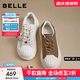 百麗（Belle）波浪底百搭小白鞋女2025秋新商場(chǎng)同款串珠休閑板鞋E7K1DCM5 米白色 37