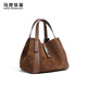 馬克華菲簡(jiǎn)約時(shí)尚磨砂牛皮菜籃子單肩包女韓版氛圍感高級秋冬手提水桶包 拿鐵棕