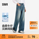 森馬森柔牛仔|商場(chǎng)同款牛仔褲女吸濕排汗2025夏季新款涼感闊腿褲 牛仔中藍88201 S