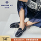 MALOVE MZ樂(lè )福鞋女一腳蹬春秋舒適時(shí)尚莫蘭迪深口方頭低跟鞋單鞋 藏青 37