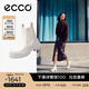 愛(ài)步（ECCO）切爾西靴女 女士百搭厚底增高牛皮靴 革新214793 HL 砂礫灰/灰白色21479361068 36