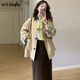 她芙（tafu）品牌女裝小個子風衣外套女2025春秋新款拼接撞色翻領單排扣上衣 卡其色 M