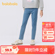 巴拉巴拉童裝女童牛仔褲2025春裝兒童小腳褲子中大童時尚繡花休閑長褲潮流 牛仔中藍(lán)88201 130