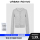 UR2025秋季新款女裝休閑撞色拼接領(lǐng)口紐扣針織開衫UYY950080 冷灰 M