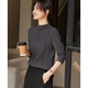 塔馳密司（touchmiss）灰色半高領(lǐng)德絨打底衫女秋冬2025年新款純色線(xiàn)條顯瘦內搭長(cháng)袖上衣 灰色 2XL