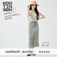 古田森2025春夏新品休閑開(kāi)叉牛仔半身裙女復古A字中長(cháng)裙X3753 黃泥色 M