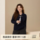 纖莉秀【系帶絲巾針織衫】大碼女裝法式優(yōu)雅設計上衣胖mm秋裝新款3604 藏藍色 3XL