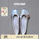 COOLCHAP25新款扣扣鞋diy鞋花淺口平底牛皮單鞋女時(shí)尚圓頭瑪麗珍芭蕾舞鞋 銀色山泉 標準版 （2朵鞋花） 37