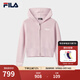 FILA 斐樂(lè )官方女士編織衫2025冬季新款休閑寬松連帽拉鏈毛衣開(kāi)衫 桃仙粉-PK M 165/84A/M