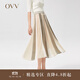 OVV2022春夏新款女裝多色條紋彈力松緊拼接百褶時(shí)尚針織半身裙GQAZJ12001A 卡其綠鑲拼01 L
