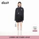 DZZIT地素水洗長(zhǎng)袖衛(wèi)衣春秋新款半高領(lǐng)黑色唇印印花女 黑色 M