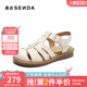 森達羅馬涼鞋女2025夏新商場(chǎng)同款復古休閑平底豬籠鞋4DS30BL5 米色 39