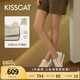 KISSCAT沈月熱巴同款接吻貓25年春摩卡厚底德訓(xùn)鞋內(nèi)增高休閑小白鞋 奶油白 36