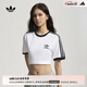 adidas三條紋修身純棉運動上衣圓領(lǐng)短袖T恤男女夏阿迪達斯三葉草 白   XS