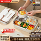 WCZ德國(guó)品牌保溫飯盒中小學(xué)生大容量可微波爐五格上班族餐盒304不銹 大號(hào)米色（成人量）餐具+袋   2900ml 食品級(jí)丨密封保鮮丨冬季超強(qiáng)保溫