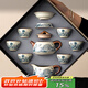 唐豐青花汝窯功夫茶具套裝整套泡茶專(zhuān)用高檔中秋節生日禮物送長(cháng)輩父親 蝶語(yǔ)石瓢壺9頭(禮盒裝)