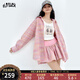 妖精的口袋多巴胺彩色格紋襯衫裙褲兩件套裝女2025年春夏新款減齡 俏麗粉色 S