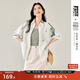 對白藝術(shù)畫(huà)作聯(lián)名印花短袖白襯衫女2025夏新款設計感小眾寬松上衣 白色印花 S