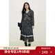 獨束大碼女裝飄逸傘擺印花連衣裙女2025春裝時尚設(shè)計感中長款裙子 枝蔓黑 XL （尺碼：3）