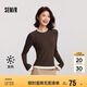 森馬（Semir）長(cháng)袖T恤女假兩件緊身磨毛圓領(lǐng)2024冬季吸濕發(fā)熱撞色109724101002