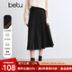 百圖betu女裝冬季新款半身裙遮垮顯瘦針織百褶裙裙子女2410T77 黑色 M