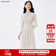 BUOUBUOU白月光2025春夏新品法式優(yōu)雅串珠刺繡蕾絲高腰連衣裙女 米白W81 S