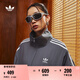 adidas情侶款復(fù)古風梭織立領(lǐng)夾克外套男女阿迪達斯官方三葉草 深灰 L