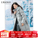 LAGOGO【防鉆絨】連帽中長(cháng)款羽絨服女拉谷谷2024年冬季新款外套 淺灰色 L