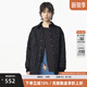 幻走（MOVEUP）2024冬季新款.FUN系列翻領(lǐng)羅紋弧形下擺中長(cháng)款棉外套女 夜黑 M