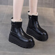 萊然女靴子保暖兔毛雪地靴厚底百搭棉鞋子東北牛皮短筒靴2025冬新款潮 黑色9971 38