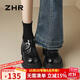 ZHR厚底單鞋女復(fù)古輕便魔術(shù)貼樂福鞋英倫通勤皮鞋配裙子JF172黑色36