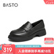 百思圖24秋簡(jiǎn)約學(xué)院樂(lè)福鞋粗跟女單鞋UFF01CA4 黑色 38