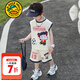 G.DUCKKIDS小黃鴨童裝哪吒衣服兒童運動(dòng)套裝夏季中小學(xué)生23號籃球服男童夏裝 米色 130 建議7~8歲【120-130cm】cm
