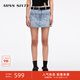 MISS SIXTY2025夏季新款牛仔短褲女配腰帶裙褲復(fù)古顯高顯瘦設(shè)計(jì)感 淺藍(lán) XS