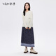 飛鳥(niǎo)和新酒碎花格紋半身裙女2026春季新款中長(cháng)款高腰顯瘦復古腰裙 滿(mǎn)幅圖案藏藍HPH08 L