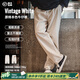 馬登工裝美式復(fù)古棉籽殼原色牛仔褲男秋季cleanfit寬松直筒休閑長褲子 米白色 【微喇/美式高街男褲】 L