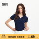 森馬（Semir）polo衫女短款收腰翻領(lǐng)襯衫25夏刺繡涼感緊身T恤辣妹109325115005