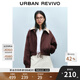 UR2025春季新款女裝休閑工裝風撞色領企鵝圖案棉服外套UYU150014 棕紅 (偏寬松) S