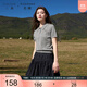 三彩大碼女裝2025夏秋新款Polo領(lǐng)短袖針織衫蝴蝶結絞花智性胖MM