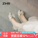 ZHR單鞋女優(yōu)雅法式粗跟女鞋水晶婚鞋蝴蝶結(jié)尖頭鞋子女 Y726 銀色 36