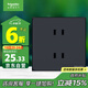 施耐德電氣 10A四孔插座 雙聯(lián)二極帶保護門(mén)電源插座 皓呈系列 雅致黑色
