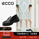 愛(ài)步（ECCO）厚底樂(lè )福鞋女倪妮同款英倫風(fēng)一腳蹬厚底增高牛皮女鞋 蹤跡220723 黑色22072301001 38 （尺碼偏?。? title=