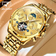 勞力士王子瑞士新款多功能手表男士自動(dòng)機械表防水時(shí)尚商務(wù)超薄專(zhuān)用夜光男表 全金金面 贈送皮表帶