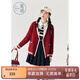 紫涵（ZIHAN）紫涵慵懶感針織開(kāi)衫女春季甜美學(xué)院風(fēng)軟糯寬松毛衣外套 復古紅-1 L