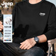 JEEP SPIRIT吉普長(cháng)袖t恤男士秋季休閑圓領(lǐng)純棉內穿打底衫男生體恤潮 黑色 L