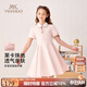 英氏（YEEHOO）女童連衣裙兒童裙子中大童裝polo裙涼感抗菌海軍學(xué)院夏 淡粉  160