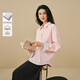 茵曼純棉條紋繡花袖口襯衫2025冬季女裝新款落肩長(cháng)袖上衣 粉色 M
