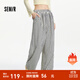 森馬（Semir）休閑褲女松緊腰遛彎長(cháng)褲氣質(zhì)慵懶2025夏新款條紋闊腿褲顯腿長(cháng) 白藍色調00318 M