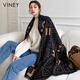 viney圍巾女秋冬季2025新款披肩斗篷披風(fēng)外搭兩用保暖高級感空調房毛毯 格子字母焦糖色-高端禮盒裝