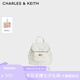 CHARLES&KEITH菱格大容量柔軟多用背包書(shū)包雙肩包包女包七夕禮物CK2-60151400 Cream奶白色 S